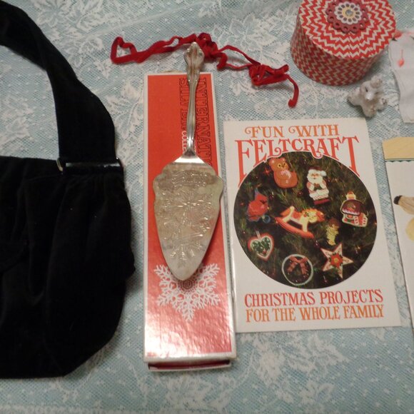 RETRO VELVETEEN BLK PURSE PIE SERVER CABBAGE KID PATTERN FELT FUN POODLE… - Picture 5 of 14